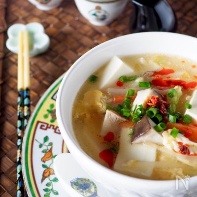 体が温まる*豆腐たっぷり酸辣湯スープ*ラーメンにも