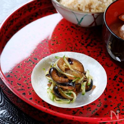 漬物風☆茄子とキュウリのカラシポン酢!