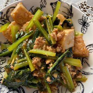 万福の作ってみた!投稿(【小松菜と厚揚げの和風そぼろあん】ご飯との相性抜群！)
