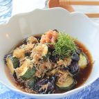 茄子とズッキーニのじゃこ梅おろしだし浸し