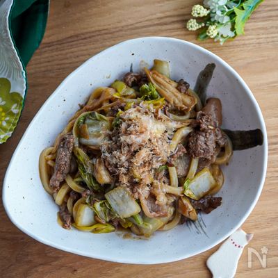 【濃厚ソースで】すき焼き風焼きうどん