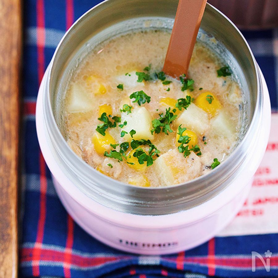 ハムとコーンのチャウダーのレシピ