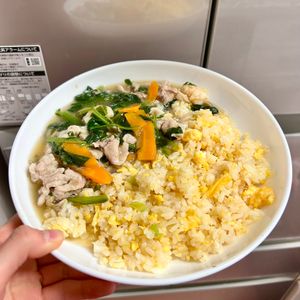 ケの作ってみた!投稿(【五目あんかけ炒飯】夫が絶賛！レンジ&フライパンで同時調理♡)