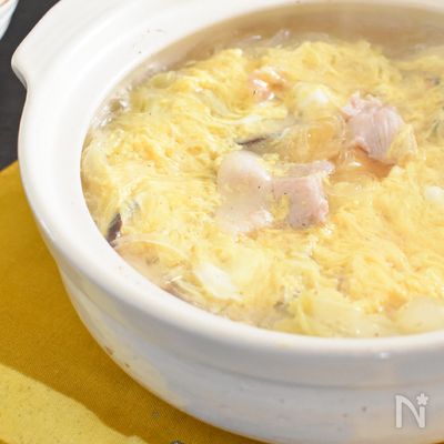 【まろやかふんわり卵】白菜と豚ばら肉の中華風春雨卵スープ
