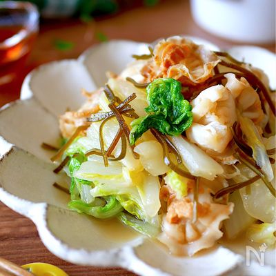 レンジ任せのお助け副菜【白菜とベビーホタテのバター蒸し】
