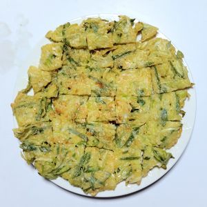 ふうかの作ってみた!投稿(サクッともっちり！長ねぎのチーズチヂミ)