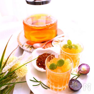 オレンジルイボスティーのカクテルジュレ