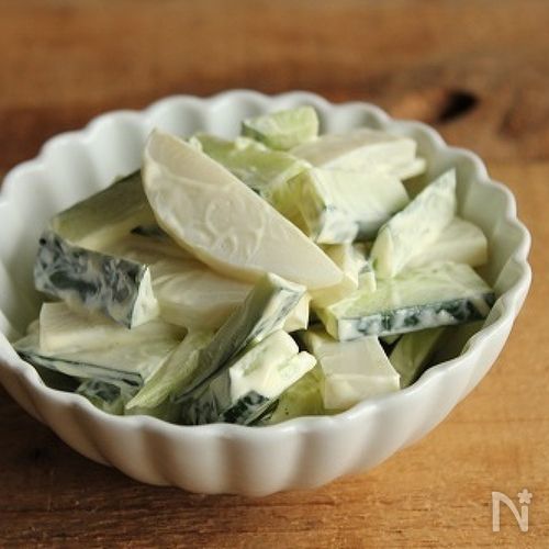 簡単1分副菜！かまぼこときゅうりのわさびマヨ