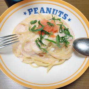 1a8a5aの作ってみた!投稿(ワンパン！魅惑のシャキとろ食感♪【明太とろろパスタ】)