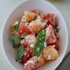 バジル香る♪メロンとトマトのカッテージチーズ和え