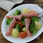 シンプル♪サラミハムと温野菜のサラダ