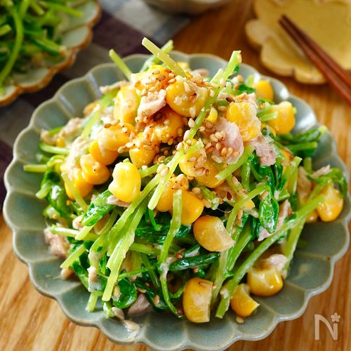 豆苗のツナコーンサラダ