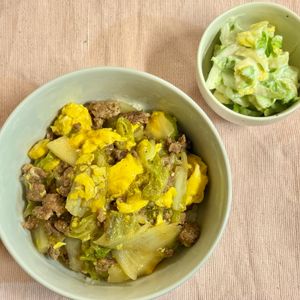 すみの作ってみた!投稿(【白菜とひき肉のとろたまあんかけ】男子喜ぶ/丼にも♡︎)