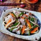 【レンジで豚バラうどん】バター🧈風味♡