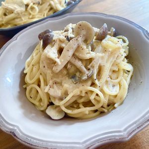 ゆかりの作ってみた!投稿(生クリームなし！肉なしで濃厚♪きのこの豆乳クリームパスタ)