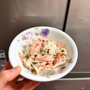 ケの作ってみた!投稿(【ささみとごぼうのごまマヨサラダ】腸活に◎食物繊維たっぷり♡)