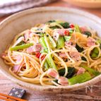 【小松菜ベーコンの和風ペペロンチーノ】ワンパンでラクすぎる！