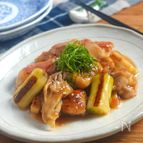 鶏肉と焼きネギ梅いため