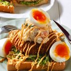 激悪飯‼️めんマヨ海老カツ トースト