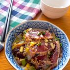 美味しい食べ方みーつけた♡ねぎまみれのかつおのたたき味噌風味