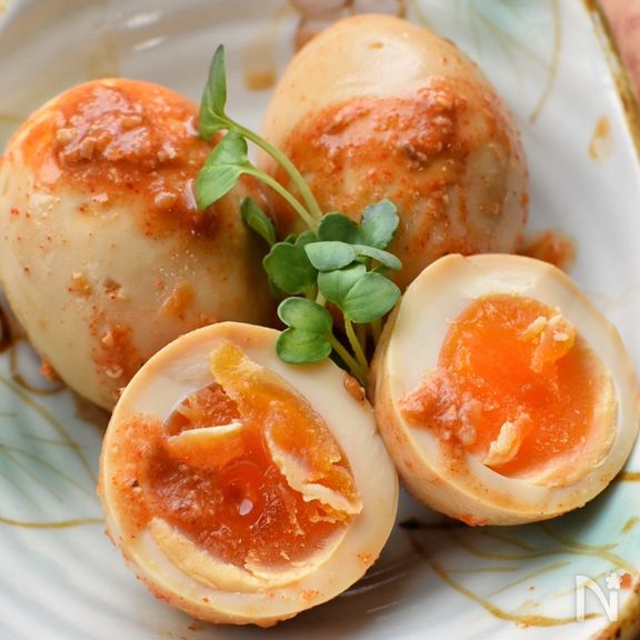 絶対美味しいやぁつ♡これはたまらん♡にんにく辛味噌味玉♡