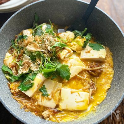 5分で簡単節約満足おかず!豆腐とえのきのおかか卵とじ