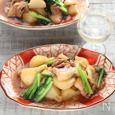 かぶと豚肉の煮もの