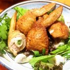 チーズといんげん入り手羽先のから揚げ