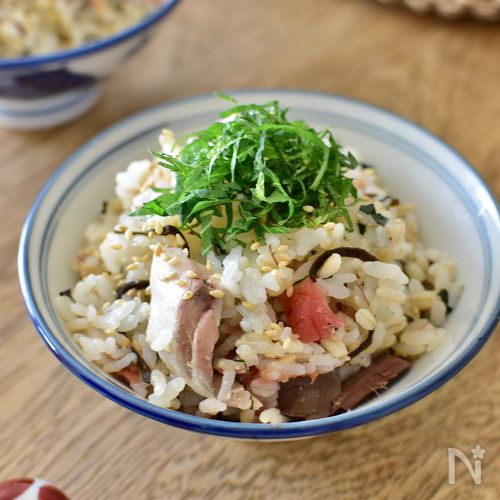 焼きサバと梅の混ぜごはん