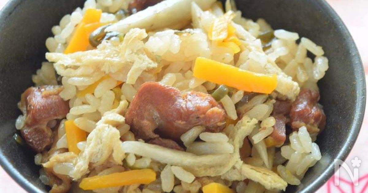 やきとり缶と塩こんぶの炊き込みごはん 缶詰レシピ