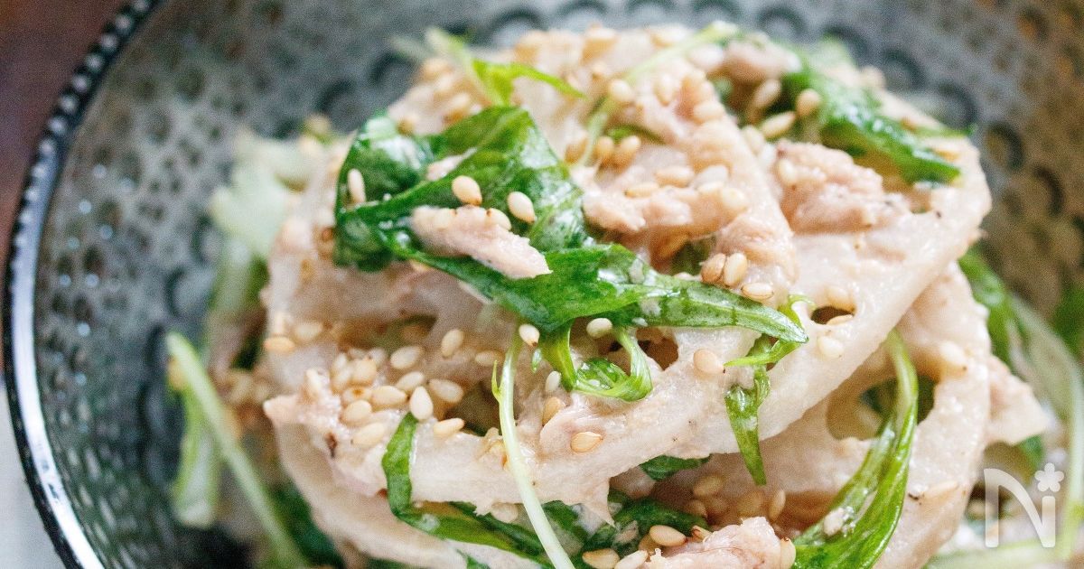 れんこんと水菜のシャキシャキサラダ【#作り置き #お弁当】