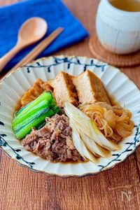 厚揚げで食べ応え抜群！コクうま肉豆腐