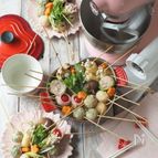 手作り鶏団子と海老団子の串鍋