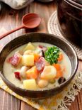 さつま芋とごぼうの和風豆乳チャウダー