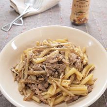ガッツリ食べたい日に！牛ごぼうのスタミナパスタ♪