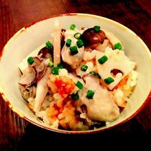 れんこんと牡蠣の豆乳炊き込みご飯