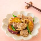 鶏とさつまいもとれんこんの照り煮