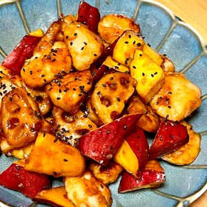 michuの作ってみた!投稿(さつまいもと蓮根と鶏肉の甘酢炒め☆食感が楽しい♩絶品おかず)