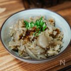 鶏と舞茸のほうじ茶炊き込みご飯【土鍋ごはん】