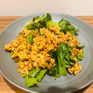 金の作ってみた!投稿(やみつき！納豆とレタスのチャーハン)