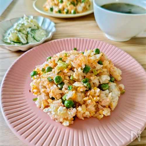 【明太子炒飯】春の味覚「ぶんどまめ」と「わけぎ」を加えて♪