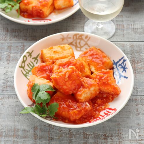 カニカマと豆腐のチリソース煮