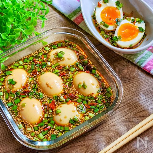 ニラだれで簡単!ピリ辛味たまご