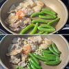 生姜香る♪【豚肉と海老とスナップエンドウの中華風塩炒め】の工程2