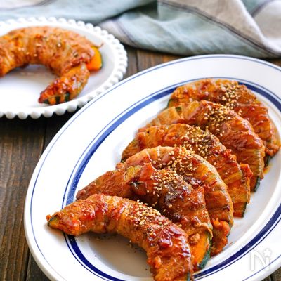 豚巻きかぼちゃ照り焼き