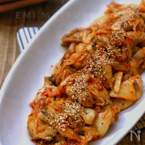 ＊鶏肉のキムチバター炒め＊