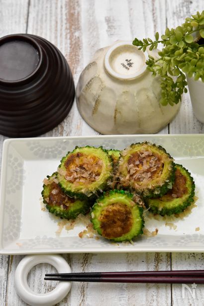 素材が引き立つゴーヤのツナコーンマヨ詰め