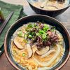 【きのこ入り肉玉あんかけうどん】ふわふわ卵がとろっとうまい！