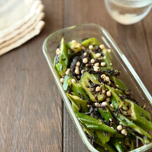 材料ふたつで副菜！《オクラとひじきのさっぱり和え》