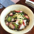 スピードおかず！【きゅうりと茹でダコのもずく酢和え 】
